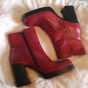 Vintage Sam & Libby red leather boots sz 8